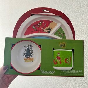 The Grinch Bamboo Mealtime Set, 3 Piece Set- NWT